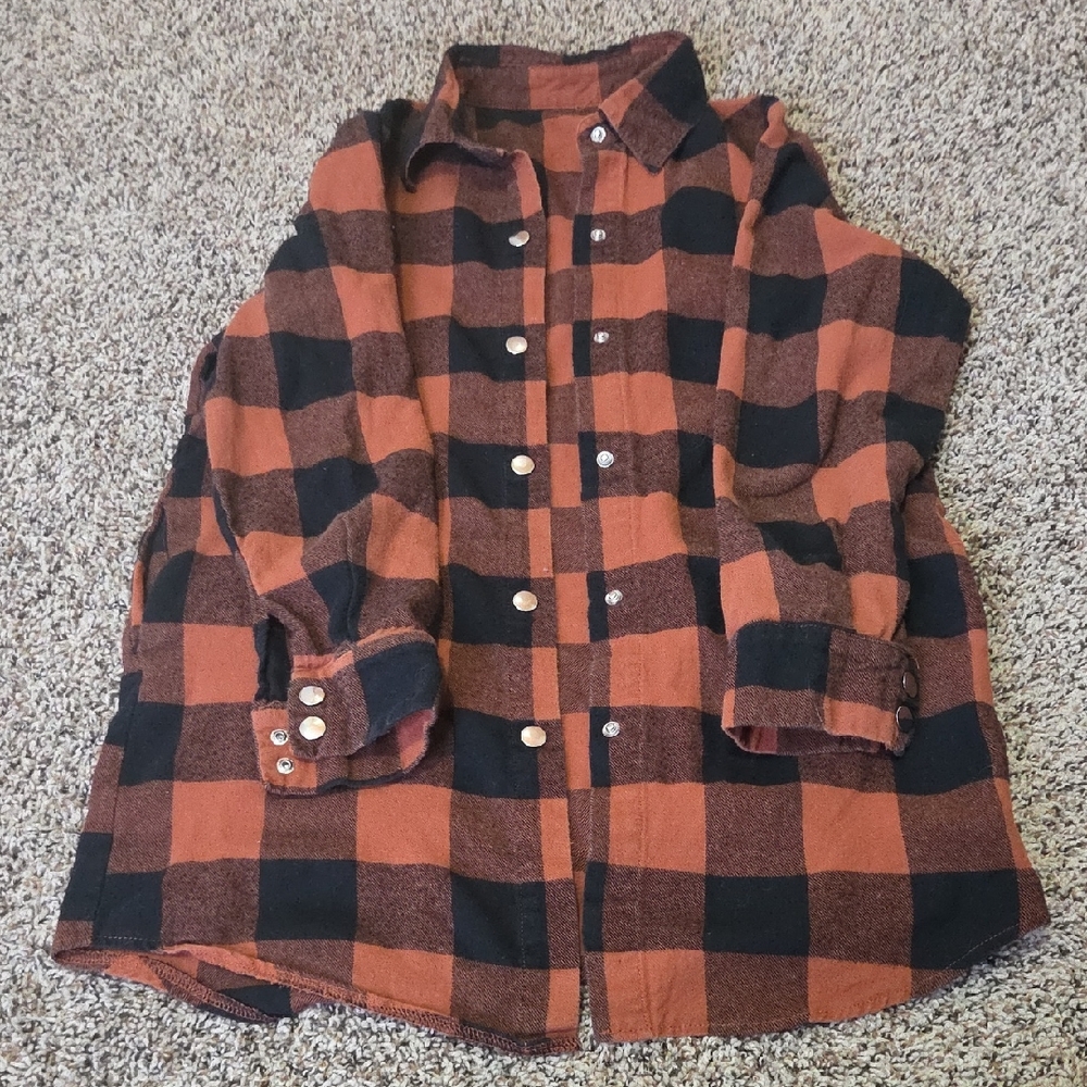 Orange and Black Plaid Shirt